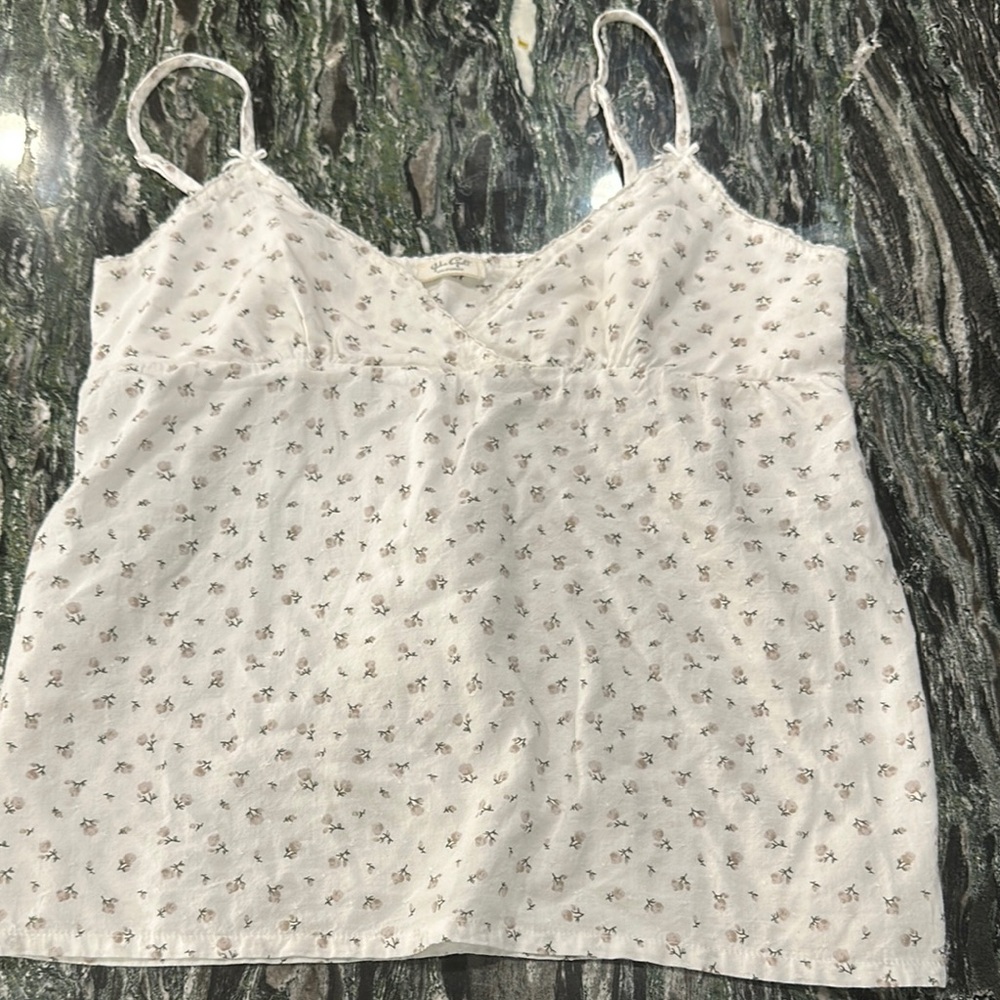 Brandy Melville Floral White Camisole Top